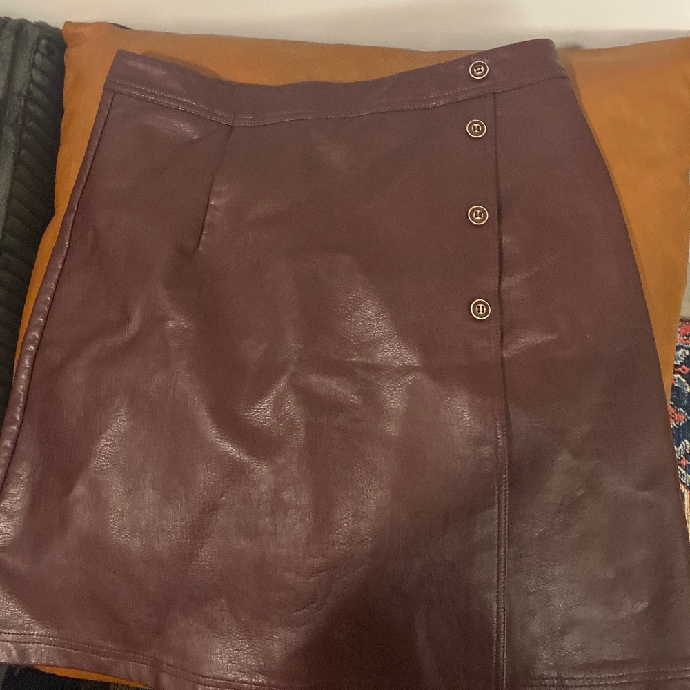 Maroon leather skirt